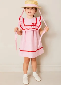 Dresses | Dresses | Pepa London Lawrence Striped Ruffle Bib Sleeveless Dress in Red (12mths-8yrs)