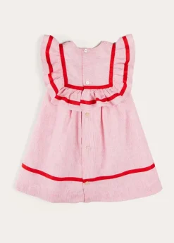 Dresses | Dresses | Pepa London Lawrence Striped Ruffle Bib Sleeveless Dress in Red (12mths-8yrs)