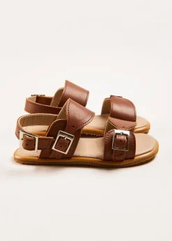 Sandals | Sandals | Pepa London Leather Buckle Detail Sandals in Camel (24-34EU)