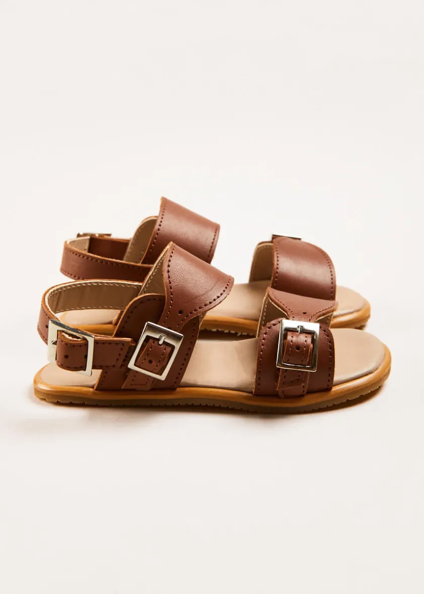 Sandals | Sandals | Pepa London Leather Buckle Detail Sandals in Camel (24-34EU)