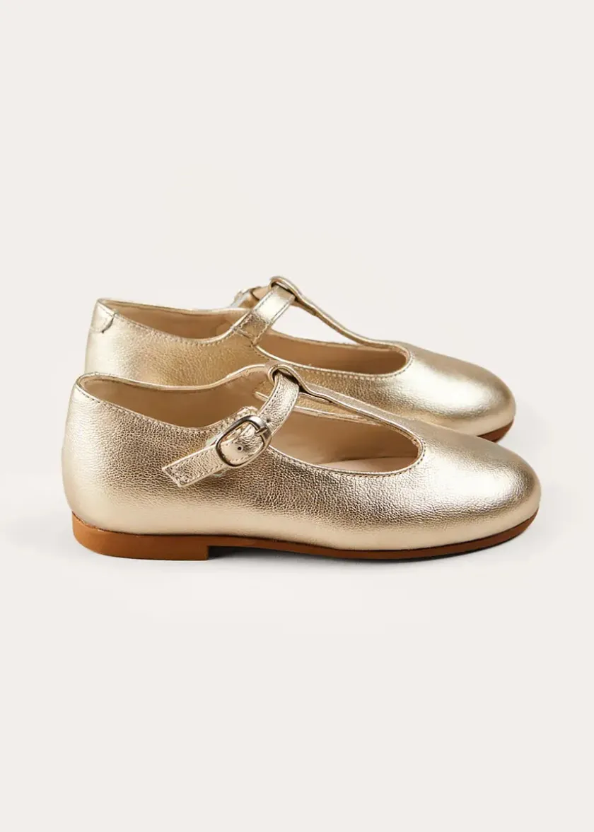 Mary Jane Shoes | Mary Janes | Pepa London Leather Charlotte Shoes in Gold (24-35EU)