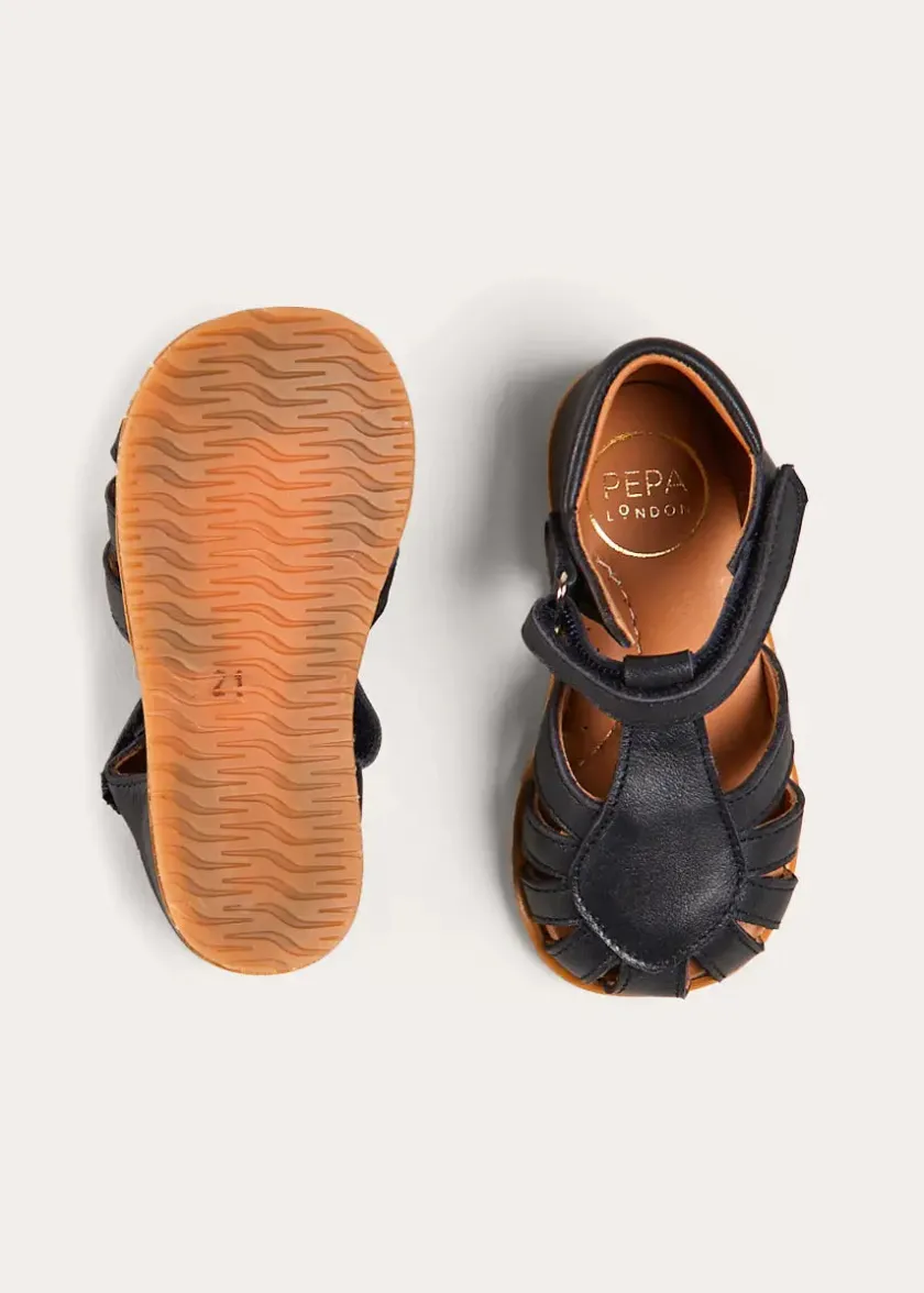 Sandals | Sandals | Pepa London Leather Fishermans Sandals in Navy (21-27EU)