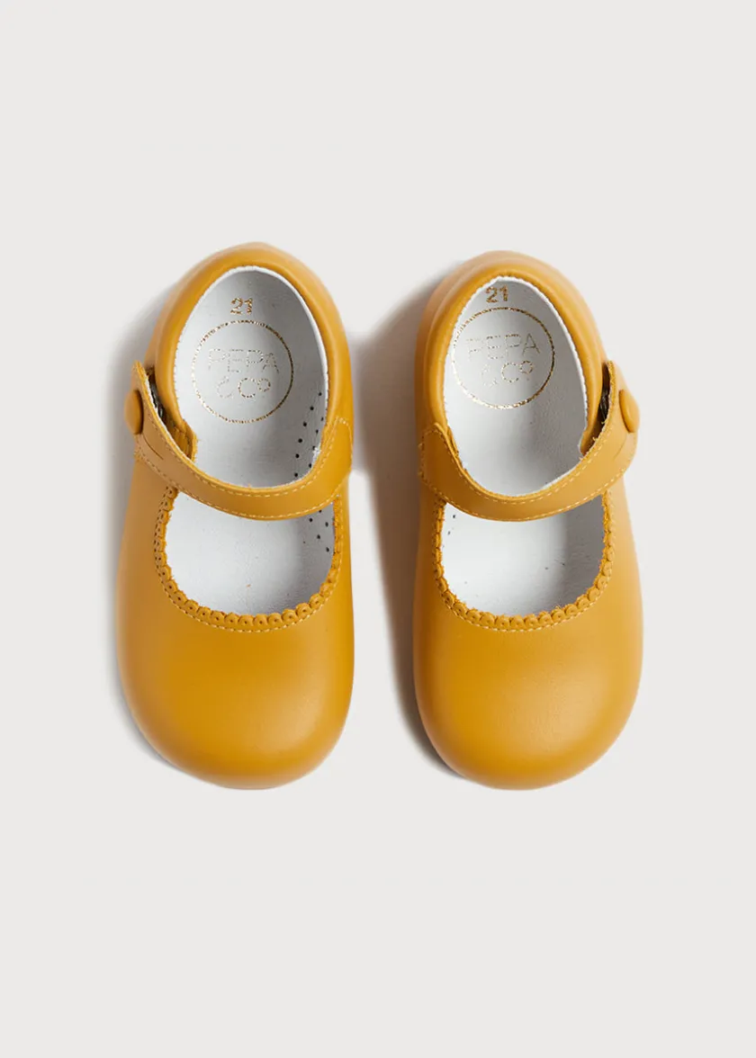 Mary Jane Shoes | Mary Janes | Pepa London Leather Mary Jane Baby Shoes in Mustard (20-24EU)