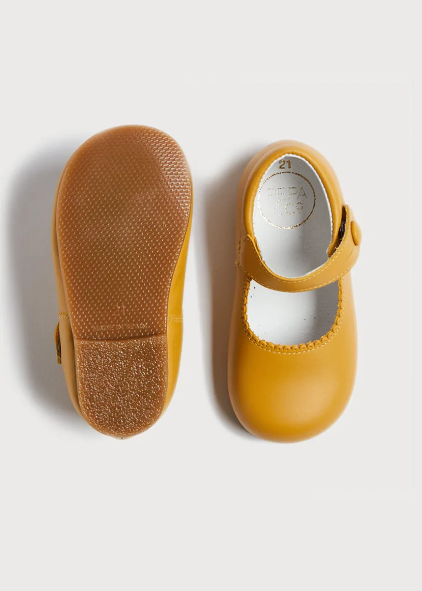 Mary Jane Shoes | Mary Janes | Pepa London Leather Mary Jane Baby Shoes in Mustard (20-24EU)