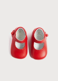 Mary Jane Shoes | Mary Janes | Pepa London Leather Mary Jane Pram Shoes in Red (17-20EU)