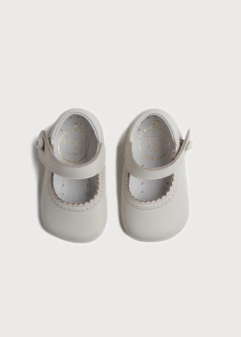 Mary Jane Shoes | Mary Janes | Pepa London Leather Mary Jane Pram Shoes in Ivory (17-20EU)