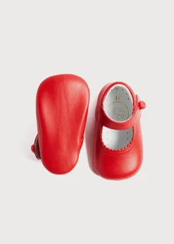 Mary Jane Shoes | Mary Janes | Pepa London Leather Mary Jane Pram Shoes in Red (17-20EU)