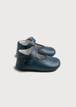 Mary Jane Shoes | Mary Janes | Pepa London Leather Mary Jane Pram Shoes in Classic Blue (17-20EU)