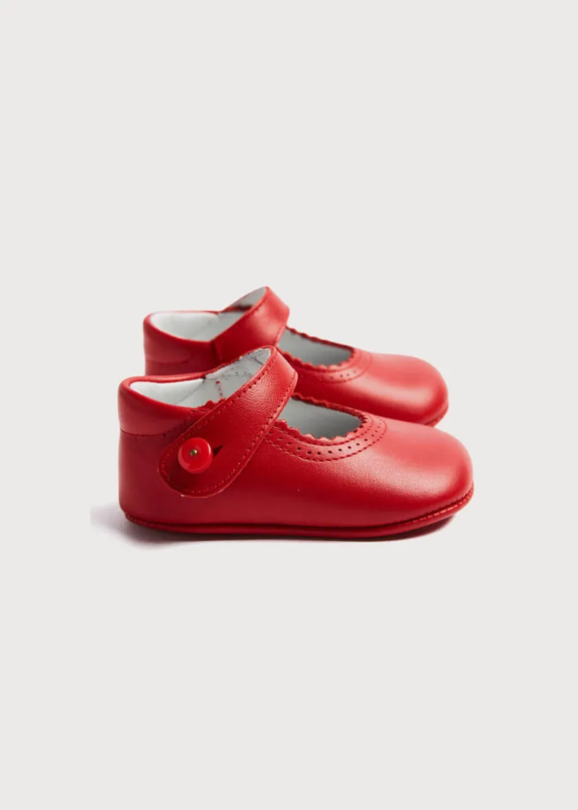 Mary Jane Shoes | Mary Janes | Pepa London Leather Mary Jane Pram Shoes in Red (17-20EU)