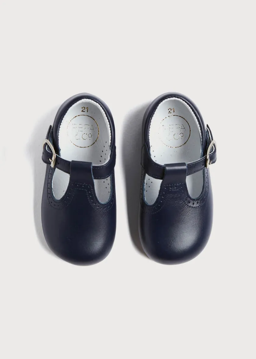 T-bars | T-bar Shoes | Pepa London Leather T Bar Baby Shoes in Navy (20-26EU)