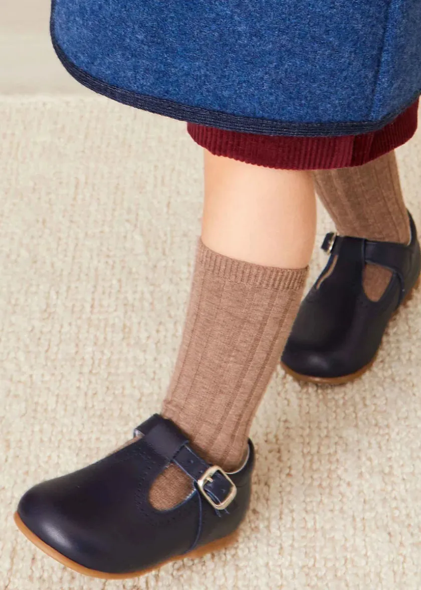 T-bars | T-bar Shoes | Pepa London Leather T Bar Baby Shoes in Navy (20-26EU)