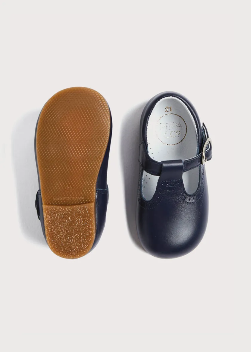 T-bars | T-bar Shoes | Pepa London Leather T Bar Baby Shoes in Navy (20-26EU)