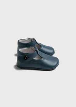 T-bars | T-bar Shoes | Pepa London Leather T-Bar Pram Shoes in Classic Blue (17-20EU)