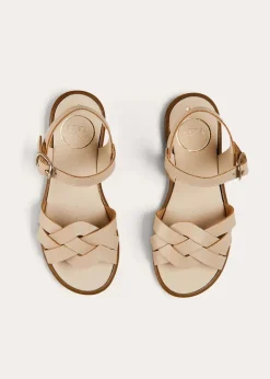 Sandals | Sandals | Pepa London Leather Woven Detail Sandals in Beige (24-35EU)
