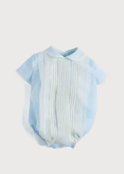 Dungarees & Rompers | Rompers | Pepa London Light Blue Panelled Christening Romper (3mths-2yrs)