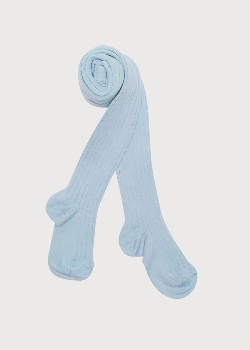 Socks & Tights | Socks & Tights | Pepa London Light Blue Ribbed Tights (0mths-10yrs)