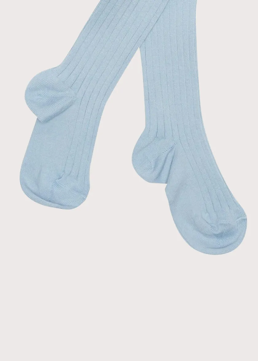 Socks & Tights | Socks & Tights | Pepa London Light Blue Ribbed Tights (0mths-10yrs)