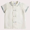 Tops & Shirts | Tops & Shirts | Pepa London Linen Boys Celebration Shirt White with Blue Silk piping (3-10yrs)