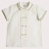 Tops & Shirts | Tops & Shirts | Pepa London Linen Boys Celebration Shirt White with Beige Piping (4-10yrs)