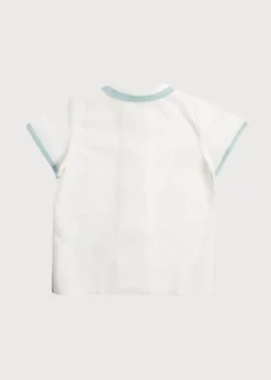 Tops & Shirts | Tops & Shirts | Pepa London Linen Boys Celebration Shirt White with Teal Piping (3-10yrs)