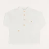 Tops & Shirts | Shirts | Pepa London Linen Mao Collar Long Sleeve Shirt in White (12mths-10yrs)