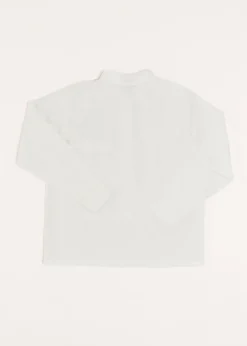 Tops & Shirts | Shirts | Pepa London Linen Mao Collar Long Sleeve Shirt in White (12mths-10yrs)