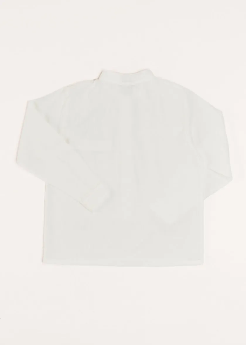 Tops & Shirts | Shirts | Pepa London Linen Mao Collar Long Sleeve Shirt in White (12mths-10yrs)