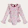 Swimwear | Swimwear | Pepa London Louisa Floral Ruffle Trim Long Sleeve Swimsuit in Pink (2-10yrs)