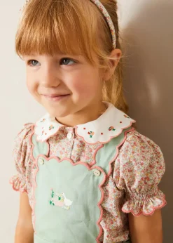 Tops & Blouses | Blouses | Pepa London Mabel Floral Embroidered Short Sleeve Blouse in Coral (18mths-10yrs)