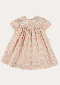Dresses | Dresses | Pepa London Mabel Floral Statement Collar Short Sleeve Dress in Coral (12mths-10yrs)