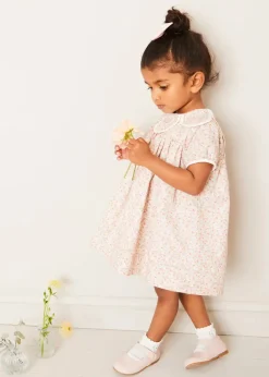 Dresses | Dresses | Pepa London Mabel Floral Statement Collar Short Sleeve Dress in Coral (12mths-10yrs)