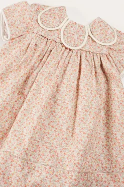 Dresses | Dresses | Pepa London Mabel Floral Statement Collar Short Sleeve Dress in Coral (12mths-10yrs)