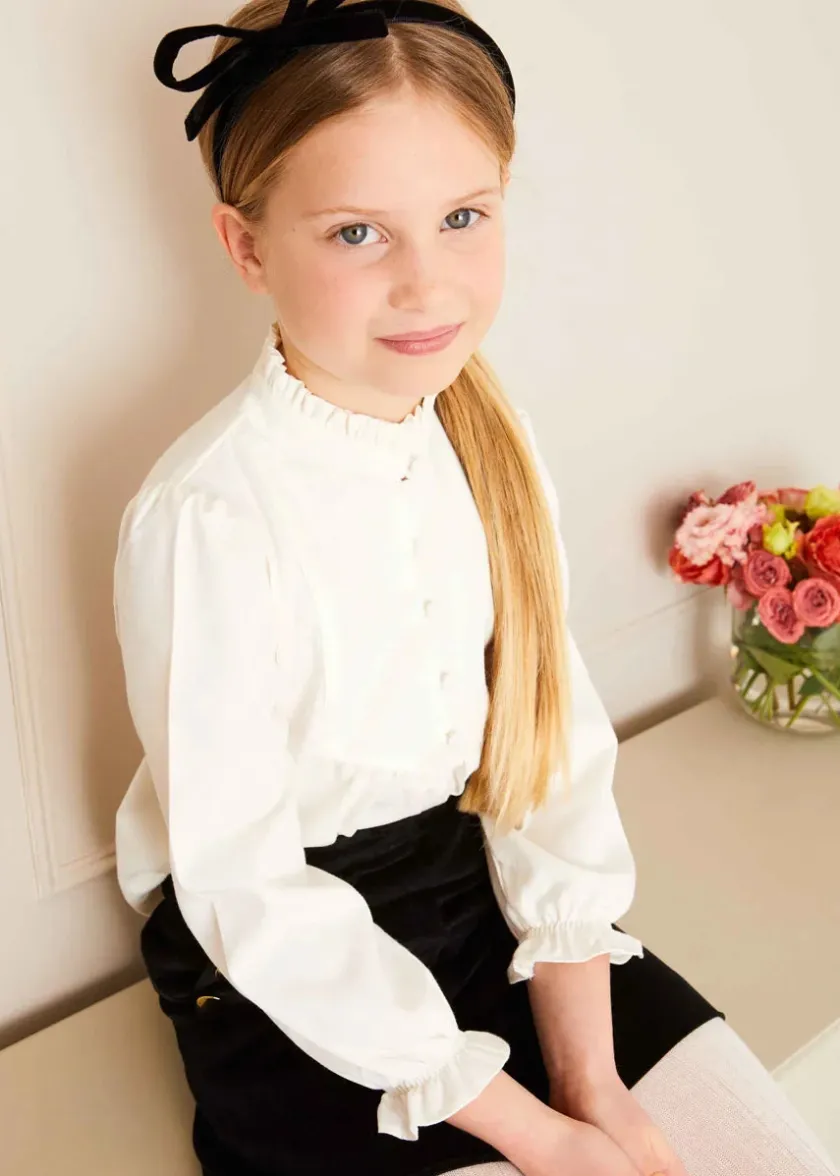 Tops & Blouses | Tops & Bodysuits | Pepa London Mao Collar Romantic Blouse in White (18mths-10yrs)