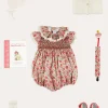 Lookbooks | Pepa London Margot Floral Romper in Red Made with Liberty Fabric (6m-2yrs) | Openwork Cotton Cardigan in Cream (6mths-10yrs) | Openwork Cotton Knitted Bonnet in Cream (S-L) | Leather Mary Jane Pram Shoes in Red (17-20EU) | Margot Dummy Clip in Red Made with Liberty Fabric | Openwork short socks White (0mths-8yrs) | BIBS Dummy in Pink