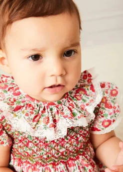 Rompers | Rompers | Pepa London Margot Floral Romper in Red Made with Liberty Fabric (6m-2yrs)