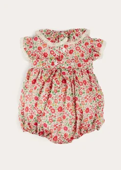 Rompers | Rompers | Pepa London Margot Floral Romper in Red Made with Liberty Fabric (6m-2yrs)