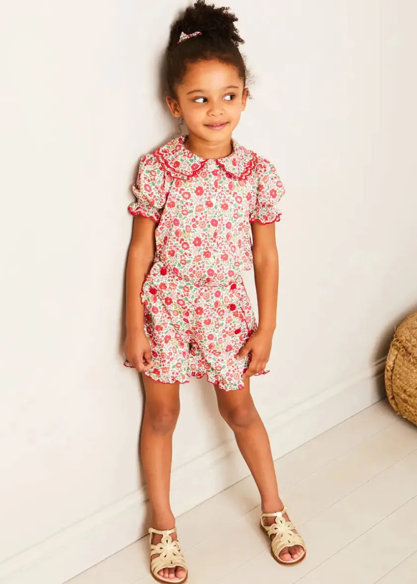 Up To 12 Years | Skirts & Shorts | Pepa London Margot Floral Shorts in Red Made with Liberty Fabric (18m-12yrs)