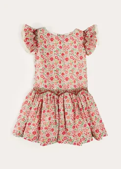 Up To 12 Years | Dresses | Pepa London Margot Floral Sleeveless Hand-Smocked Dress in Red Made with Liberty Fabric (4-12yrs)