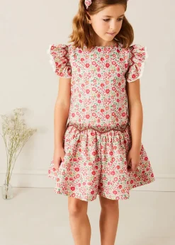 Up To 12 Years | Dresses | Pepa London Margot Floral Sleeveless Hand-Smocked Dress in Red Made with Liberty Fabric (4-12yrs)