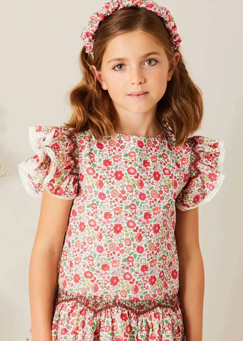 Hair Accessories | Hair Accessories | Pepa London Margot Liberty Floral Scrunchie Hairband in Red