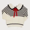 Knitwear & Cardigans | Knitwear & Cardigans | Pepa London Mariner Collar Bold Stripe Jumper in White (2-10yrs)