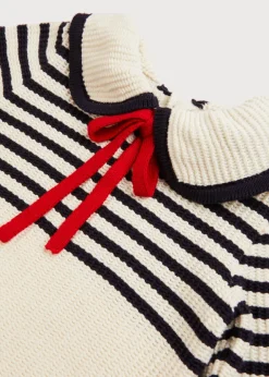 Knitwear & Cardigans | Knitwear & Cardigans | Pepa London Mariner Collar Bold Stripe Jumper in White (2-10yrs)