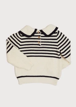 Knitwear & Cardigans | Knitwear & Cardigans | Pepa London Mariner Collar Bold Stripe Jumper in White (2-10yrs)