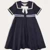 Up To 12 Years | Dresses | Pepa London Mariner Collar Bow Detail Short Sleeve Dress in Navy (4-12yrs)
