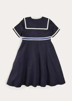 Up To 12 Years | Dresses | Pepa London Mariner Collar Bow Detail Short Sleeve Dress in Navy (4-12yrs)