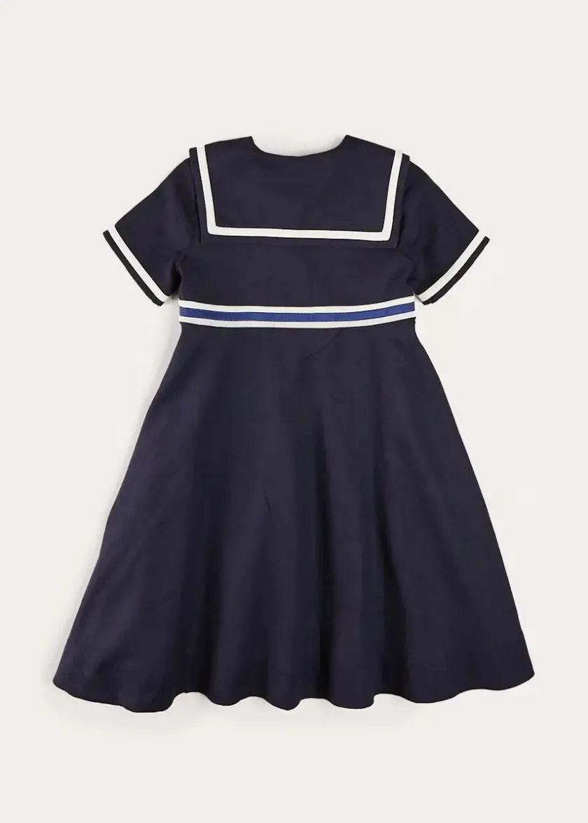 Up To 12 Years | Dresses | Pepa London Mariner Collar Bow Detail Short Sleeve Dress in Navy (4-12yrs)