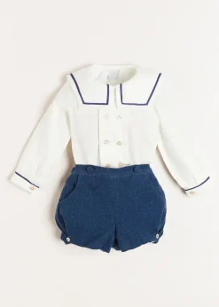 Two-piece Sets | Pepa London Mariner Collar Long Sleeve Two Piece Set in Blue (12mths-3yrs)