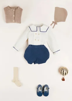 Two-piece Sets | Pepa London Mariner Collar Long Sleeve Two Piece Set in Blue (12mths-3yrs)