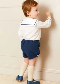 Two-piece Sets | Pepa London Mariner Collar Long Sleeve Two Piece Set in Blue (12mths-3yrs)