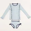Swimwear | Swimwear | Pepa London Matilda Floral Print Ruffle Trim Long Sleeve Swim Set in Blue (12mths-6yrs)